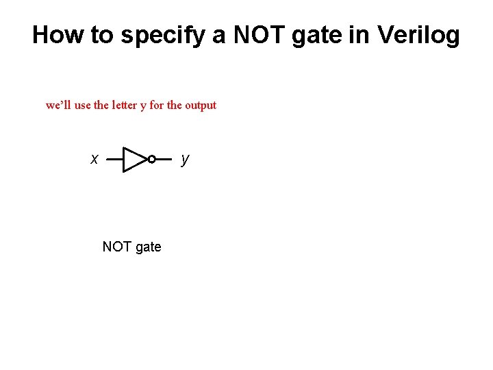 How to specify a NOT gate in Verilog we’ll use the letter y for