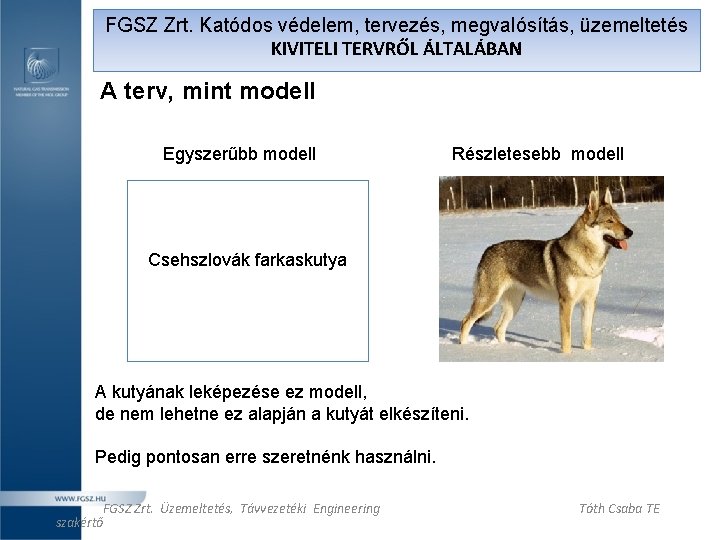 FGSZ Zrt. Katódos védelem, tervezés, megvalósítás, üzemeltetés KIVITELI TERVRŐL ÁLTALÁBAN A terv, mint modell