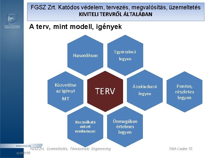 FGSZ Zrt. Katódos védelem, tervezés, megvalósítás, üzemeltetés KIVITELI TERVRŐL ÁLTALÁBAN A terv, mint modell, FGSZ Zrt. Katódos védelem, tervezés, megvalósítás, üzemeltetés KIVITELI TERVRŐL ÁLTALÁBAN A terv, mint modell,