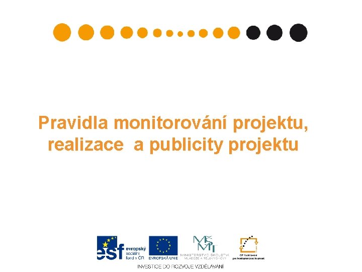 Pravidla monitorování projektu, realizace a publicity projektu 