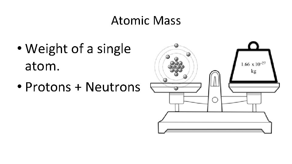 Atomic Mass • Weight of a single atom. • Protons + Neutrons 