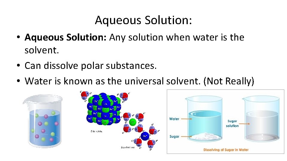 Aqueous Solution: • Aqueous Solution: Any solution when water is the solvent. • Can