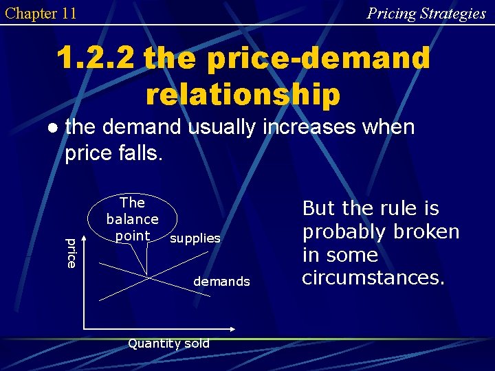 Chapter 11 Pricing Strategies 1. 2. 2 the price-demand relationship ● the demand usually