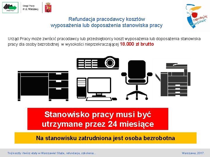 Refundacja pracodawcy kosztów wyposażenia lub doposażenia stanowiska pracy Urząd Pracy może zwrócić pracodawcy lub Refundacja pracodawcy kosztów wyposażenia lub doposażenia stanowiska pracy Urząd Pracy może zwrócić pracodawcy lub