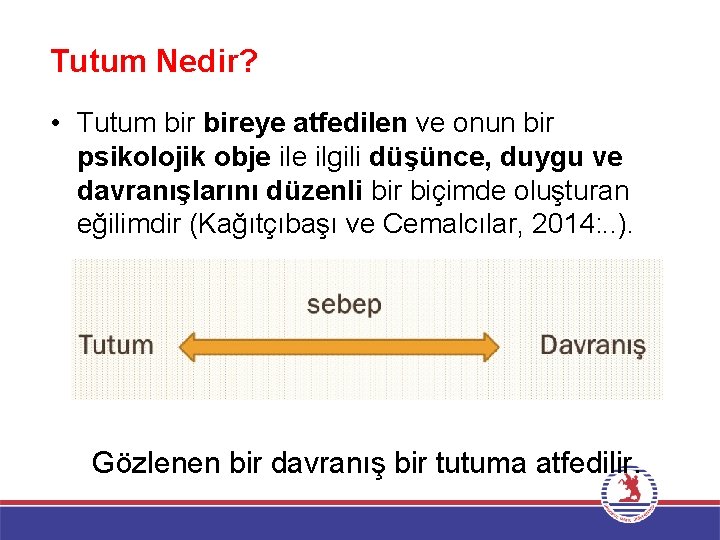 Tutum Nedir? • Tutum bireye atfedilen ve onun bir psikolojik obje ilgili düşünce, duygu