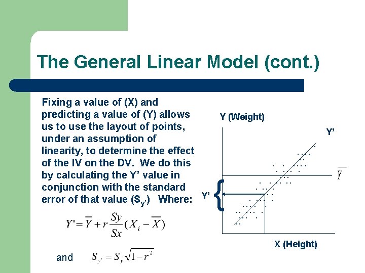 The General Linear Model (cont. ) Fixing a value of (X) and predicting a