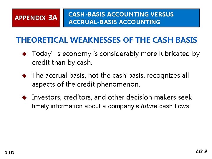 APPENDIX 3 A CASH-BASIS ACCOUNTING VERSUS ACCRUAL-BASIS ACCOUNTING THEORETICAL WEAKNESSES OF THE CASH BASIS