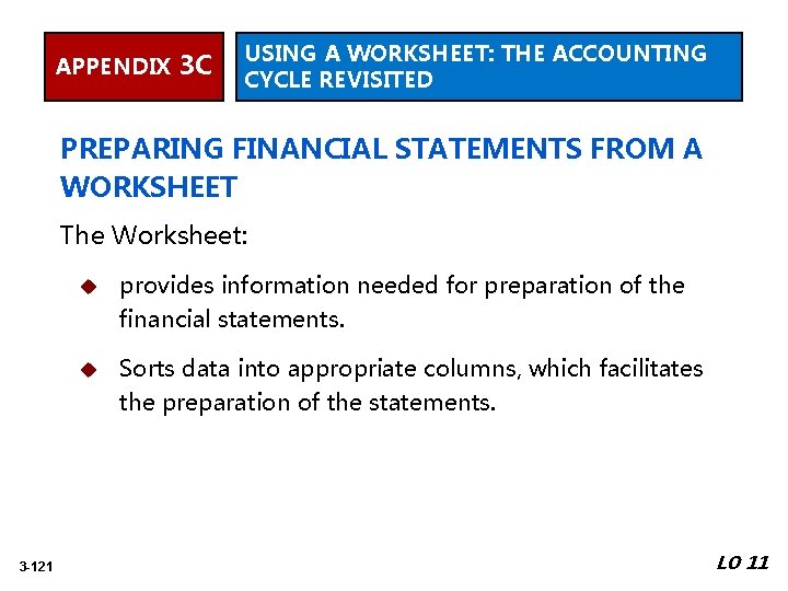 APPENDIX 3 C USING A WORKSHEET: THE ACCOUNTING CYCLE REVISITED PREPARING FINANCIAL STATEMENTS FROM