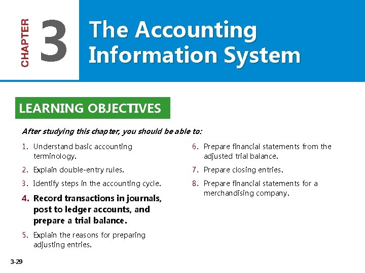 3 The Accounting Information System LEARNING OBJECTIVES After studying this chapter, you should be