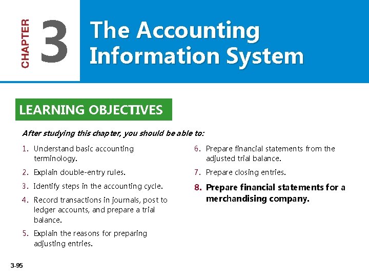 3 The Accounting Information System LEARNING OBJECTIVES After studying this chapter, you should be