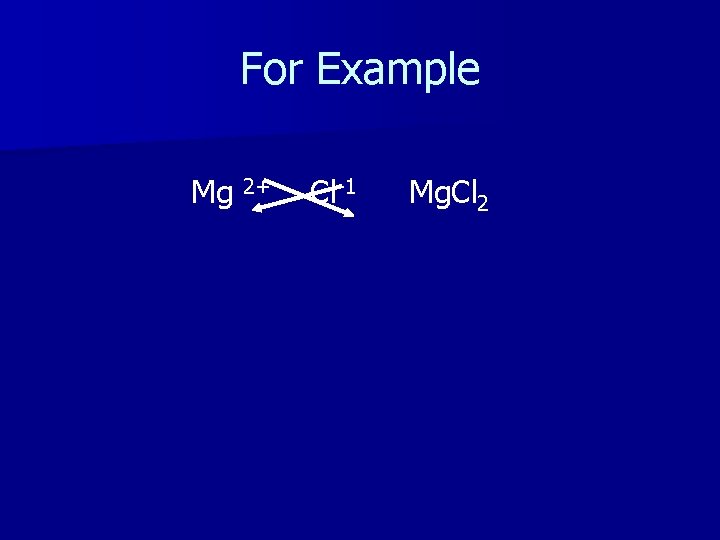 For Example Mg 2+ Cl-1 Mg. Cl 2 