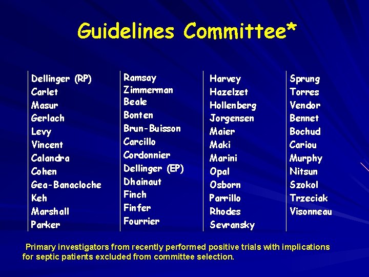 Guidelines Committee* Dellinger (RP) Carlet Masur Gerlach Levy Vincent Calandra Cohen Gea-Banacloche Keh Marshall