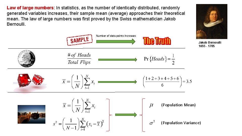 Law of large numbers: In statistics, as the number of identically distributed, randomly generated