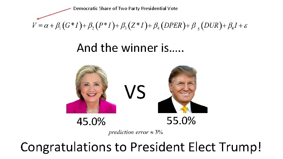 Democratic Share of Two Party Presidential Vote And the winner is…. . VS 45.