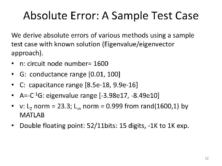 Absolute Error: A Sample Test Case • 18 