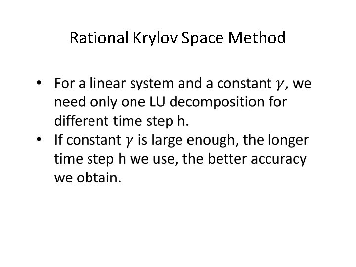 Rational Krylov Space Method 