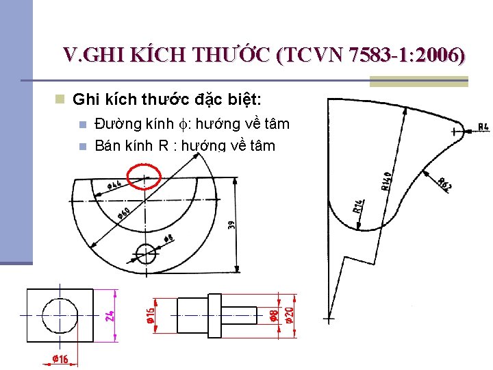 V. GHI KÍCH THƯỚC (TCVN 7583 -1: 2006) n Ghi kích thước đặc biệt: