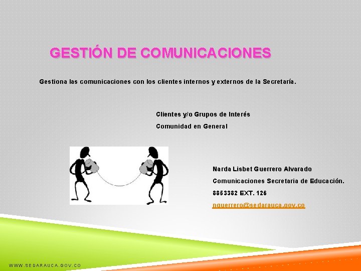 GESTIÓN DE COMUNICACIONES Gestiona las comunicaciones con los clientes internos y externos de la