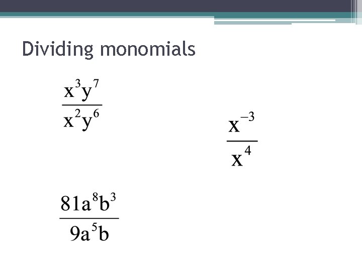 Dividing monomials 