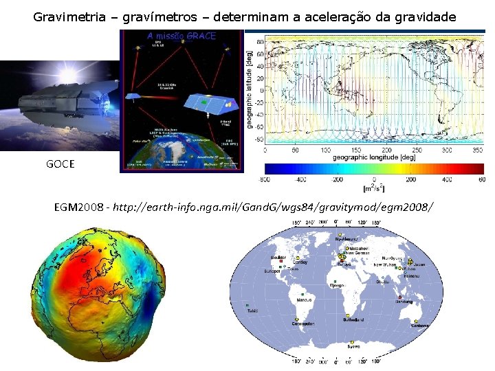 Gravimetria – gravímetros – determinam a aceleração da gravidade GOCE EGM 2008 - http: