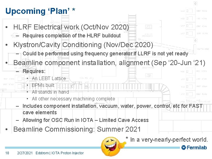 Upcoming ‘Plan’ * • HLRF Electrical work (Oct/Nov 2020) – Requires completion of the Upcoming ‘Plan’ * • HLRF Electrical work (Oct/Nov 2020) – Requires completion of the