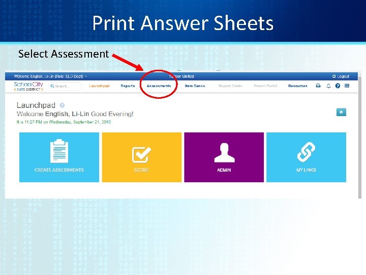 Print Answer Sheets Select Assessment 