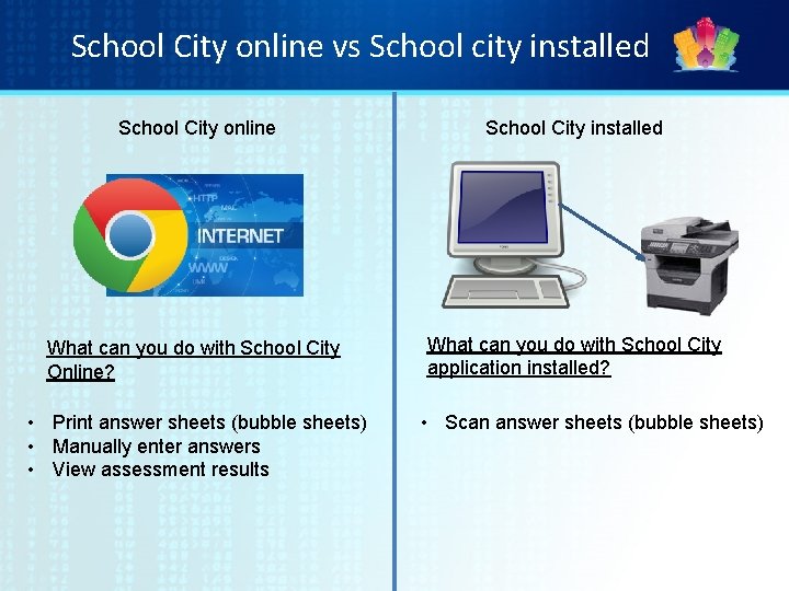 School City online vs School city installed School City online School City installed What