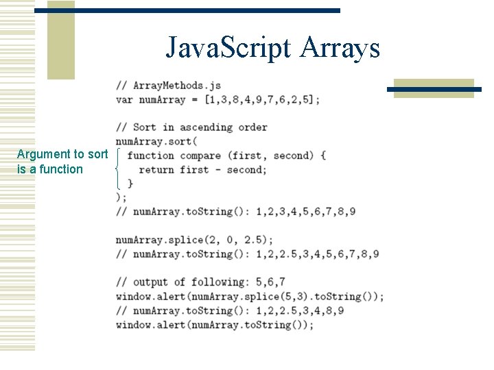 Java. Script Arrays Argument to sort is a function 