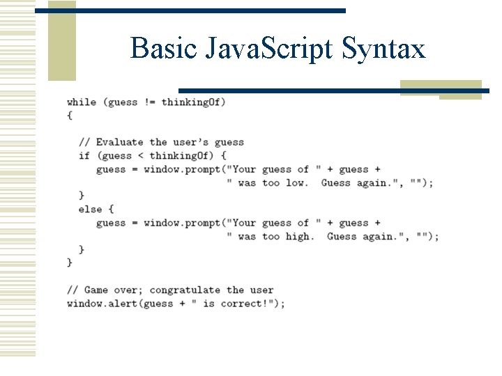 Basic Java. Script Syntax 