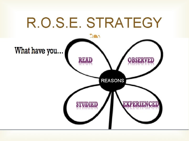 R. O. S. E. STRATEGY ❧ REASONS 