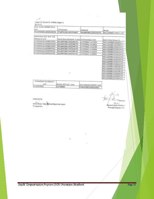 Dep. Ed Computerization Program (DCP) Orientation Handbook Page 35 