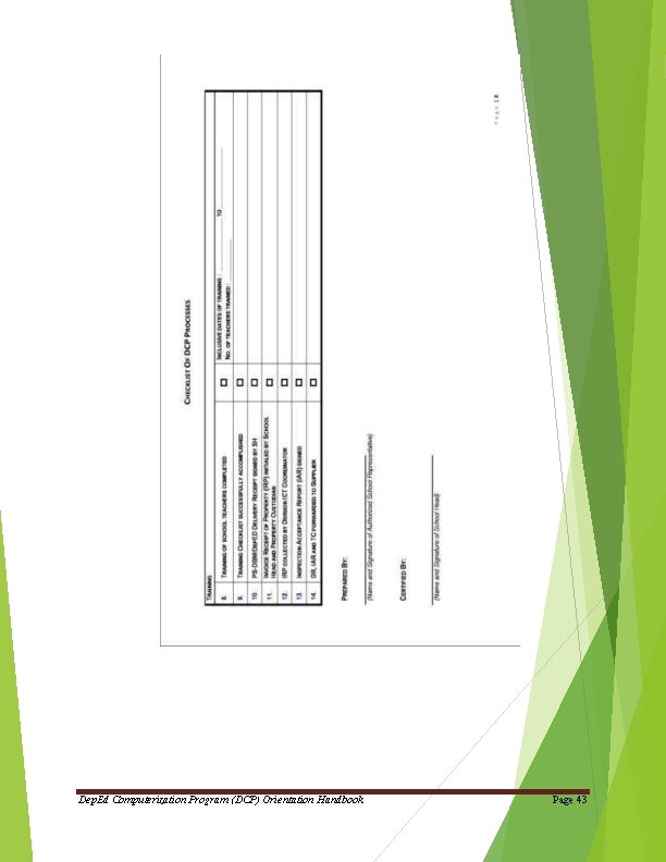 Dep. Ed Computerization Program (DCP) Orientation Handbook Page 43 