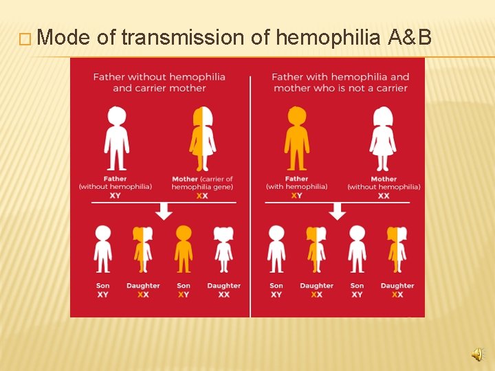 � Mode of transmission of hemophilia A&B 