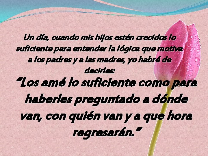 Un día, cuando mis hijos estén crecidos lo suficiente para entender la lógica que