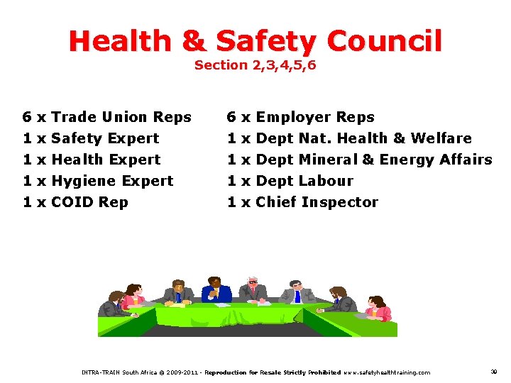 Health & Safety Council Section 2, 3, 4, 5, 6 6 x Trade Union