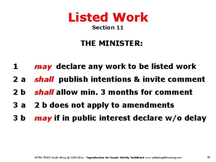 Listed Work Section 11 THE MINISTER: 1 may declare any work to be listed