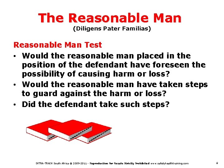 The Reasonable Man (Diligens Pater Familias) Reasonable Man Test • Would the reasonable man