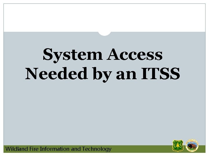 System Access Needed by an ITSS Wildland Fire Information and Technology 