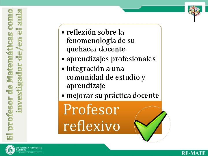  • reflexión sobre la fenomenología de su quehacer docente • aprendizajes profesionales •