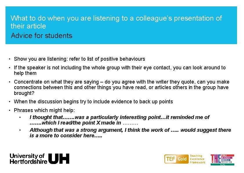 What to do when you are listening to a colleague’s presentation of their article