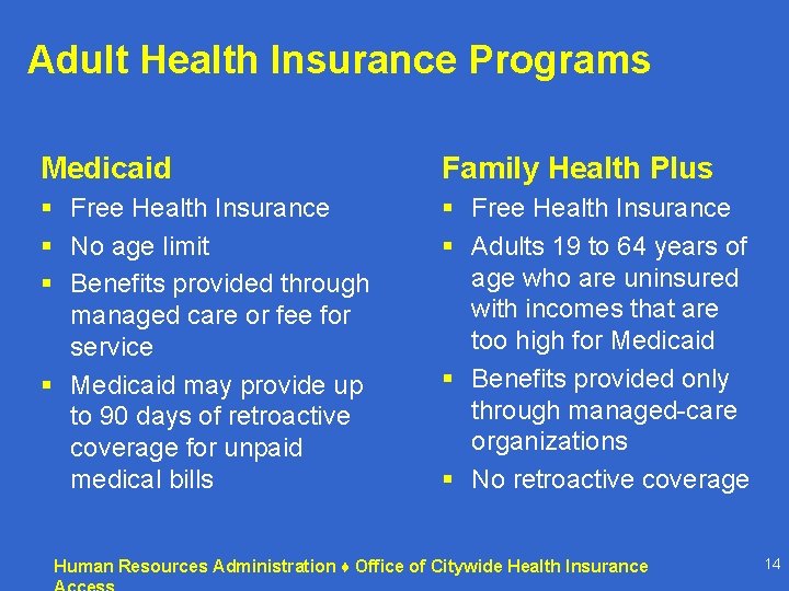 Adult Health Insurance Programs Medicaid Family Health Plus § Free Health Insurance § No Adult Health Insurance Programs Medicaid Family Health Plus § Free Health Insurance § No