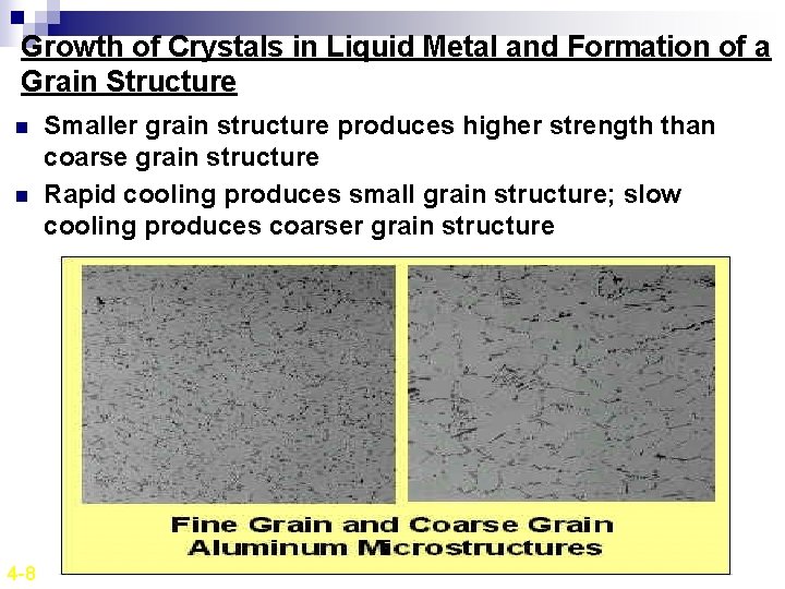 Growth of Crystals in Liquid Metal and Formation of a Grain Structure n n