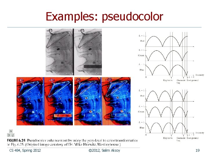 Examples: pseudocolor CS 484, Spring 2012 © 2012, Selim Aksoy 19 