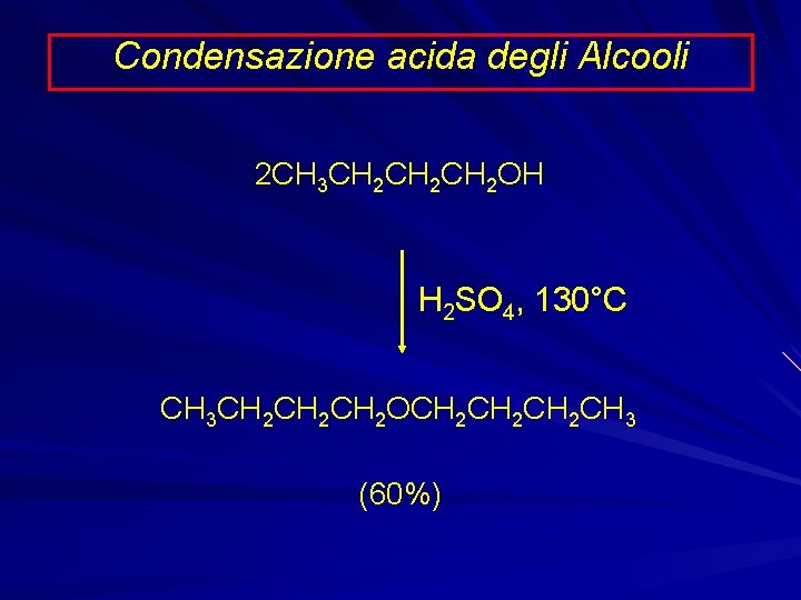 Condensazione acida degli Alcooli 2 CH 3 CH 2 CH 2 OH H 2