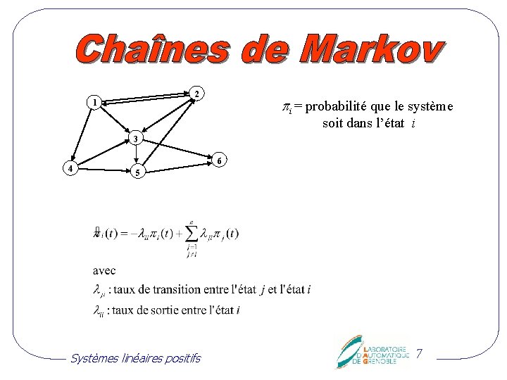 2 1 pi = probabilité que le système soit dans l’état i 3 4