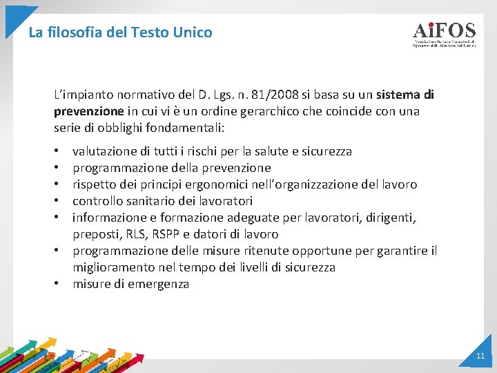 La filosofia del Testo Unico L’impianto normativo del D. Lgs. n. 81/2008 si basa