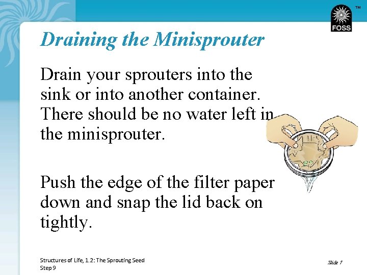 TM Draining the Minisprouter Drain your sprouters into the sink or into another container.