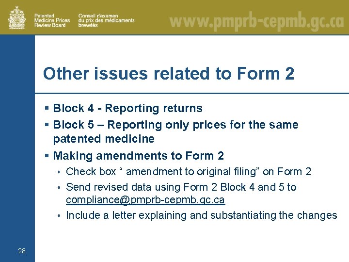 Other issues related to Form 2 § Block 4 - Reporting returns § Block