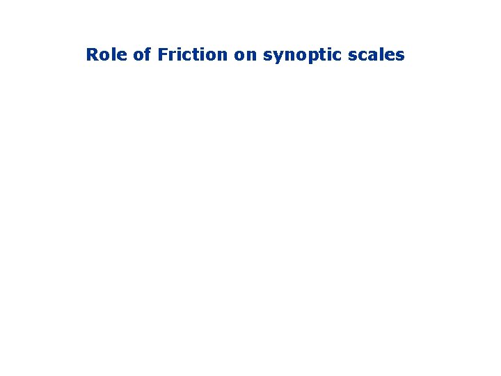 Role of Friction on synoptic scales 