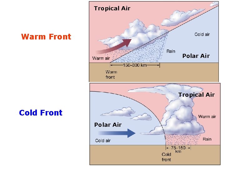 Tropical Air Warm Front Polar Air Tropical Air Cold Front Polar Air 
